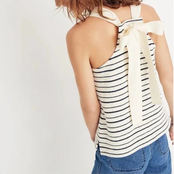 Madewell Tops - Madewell striped bow back tank top texture and thread